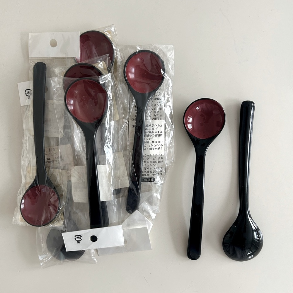Japanese lacquer spoon, set of 8
